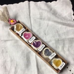 Gift set of 5 mini ceramic heart scented candle holders